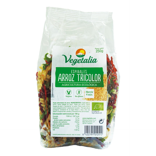 Espirais de Arroz Tricolor Sem Glúten BIO Vegetalia 250g