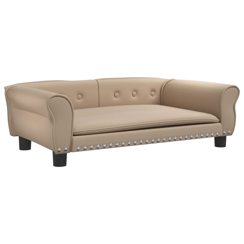 Cama Para Perros De Cuero Sintético Color Capuchino 95x55x30 Cm / Vetonek_4