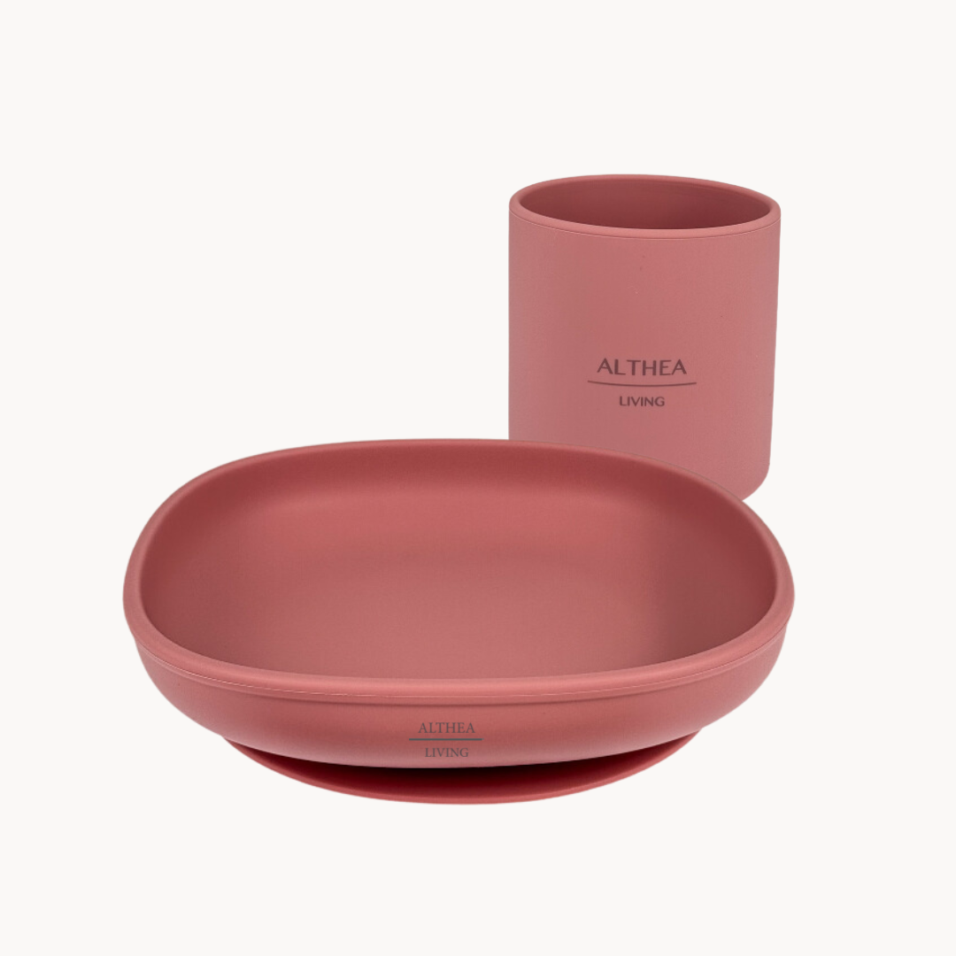 Vajilla De Silicona Orgánica - 4 Piezas - Rosa Profundo._1