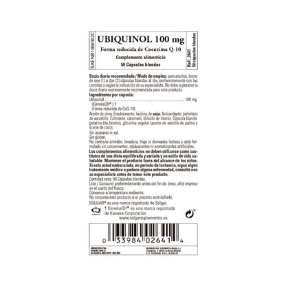 Ubiquinol 100 mg 50 cápsulas moles Solgar