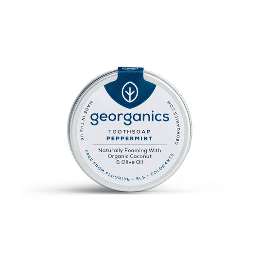 Pasta de dentes sólida natural sem flúor da Georganics com sabor a menta 30 ml
