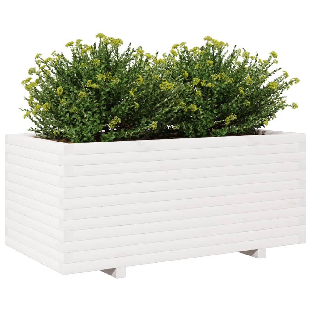 Jardinera Madera Maciza De Pino Blanco 110x60x49,5 Cm_3
