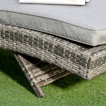 Outsunny Tumbona De Ratán Reclinable En Forma De S Con 2 Ruedas 207x70x70cm Gris_4