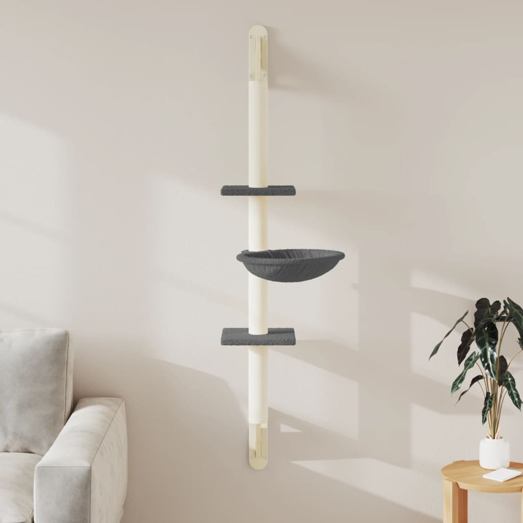 Árbol Rascador Para Gatos De Pared Gris Oscuro 142,5 Cm_1