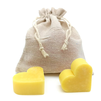 Bolsa De Yute Con 5 Jabones - Aroma Pomelo - Jabón De Glicerina Con Forma De Corazón - Detalle Para Invitados_1