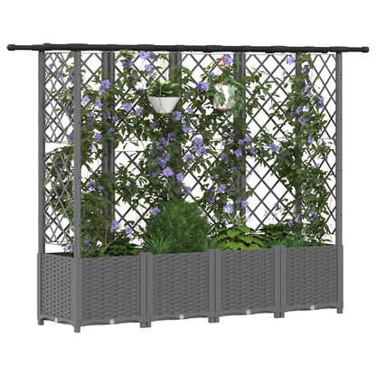 Cama Elevada Con Trellis Y Techo Gris Claro 202 X 40 X 136 Cm_2