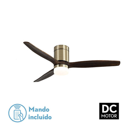 Ventil 18w Dc Aguilon Cuero 3 Aspas Roble 5 Velocidades C/remoto Temporizador 39x132 D_0