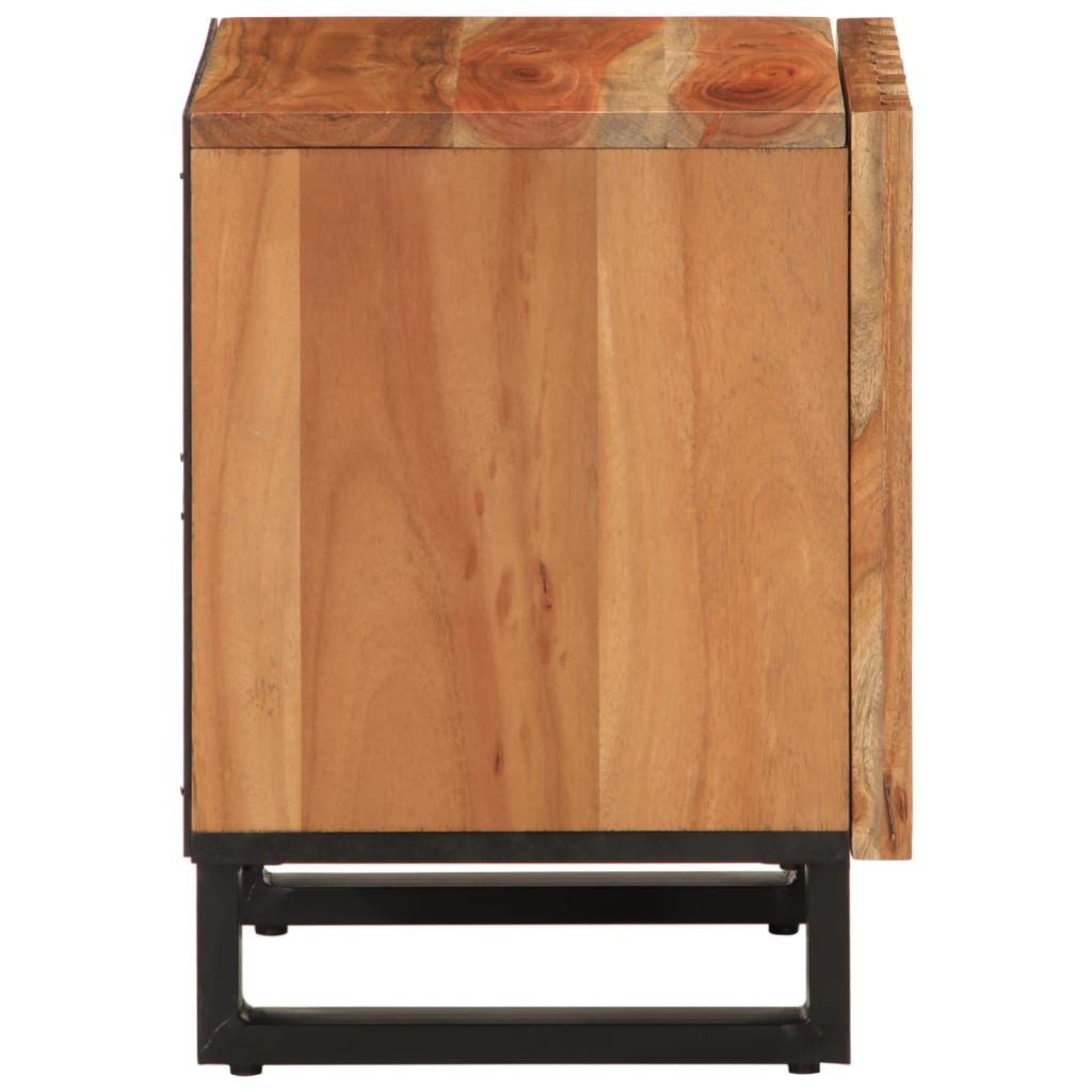 Mesita De Noche De Madera Maciza De Acacia 40x34x46 Cm_2