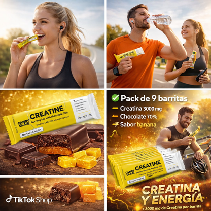 Candyglam Creatine | Gummy Bar Vegana Con Chocolate 70% | 3g Creatina Creavitalis® | Pack 24 Barritas_5