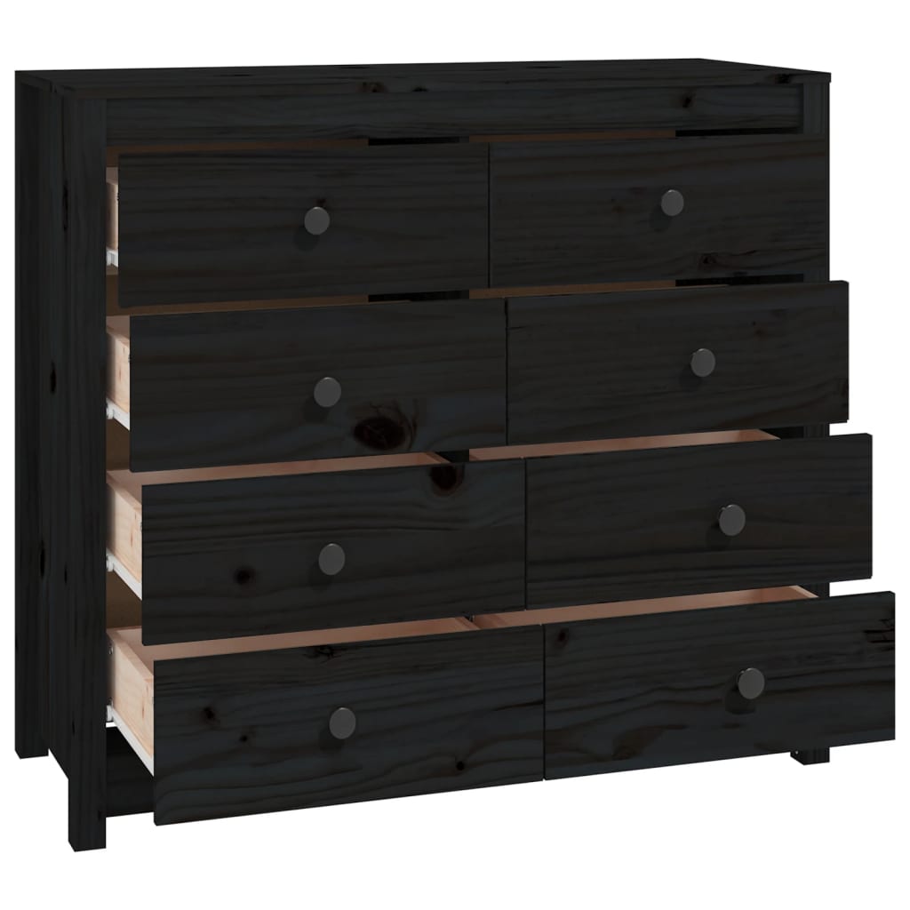 Armario Auxiliar Madera Maciza De Pino Negro 100x40x90 Cm / Vetonek_1