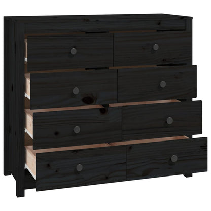 Armario Auxiliar Madera Maciza De Pino Negro 100x40x90 Cm / Vetonek_1