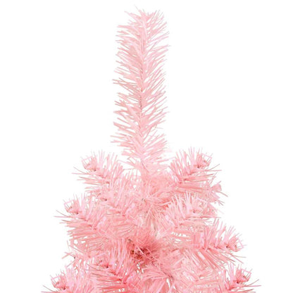 Vidaxl Medio Árbol De Navidad Artificial Con Soporte Rosa 150 Cm_5