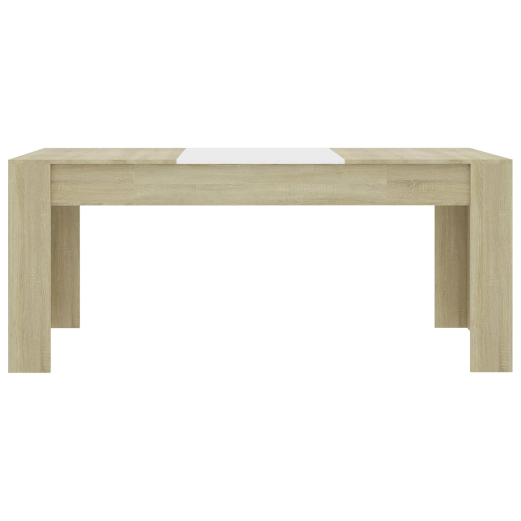 Mesa De Comedor Madera Contrachapada Blanco Roble 180x90x76 Cm_2