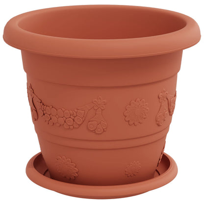 Macetas 6 Uds. Rojo Ladrillo Ø 22 X 18 Cm Plástico_4