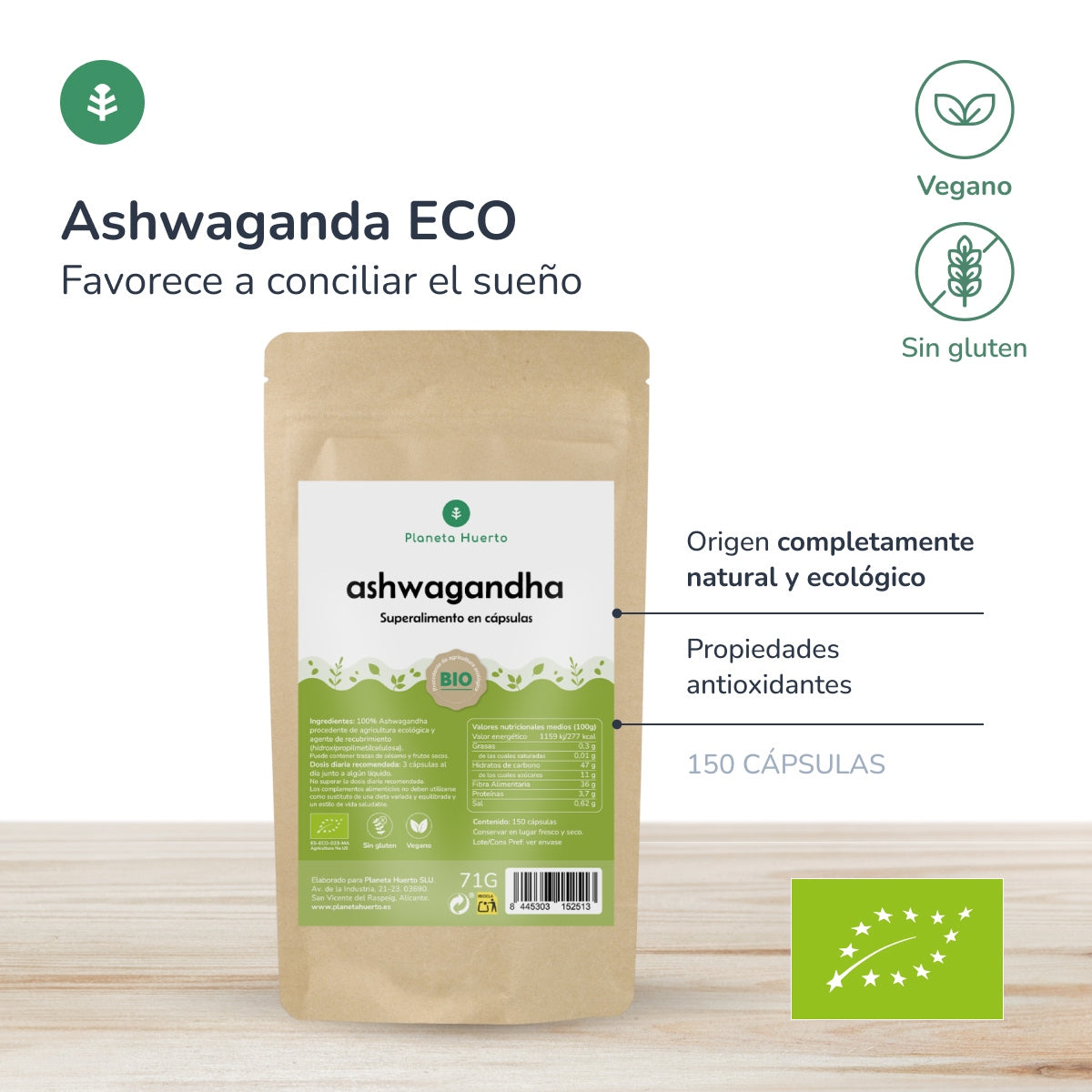 Ashwagandha BIO Planet Garden 150 cápsulas