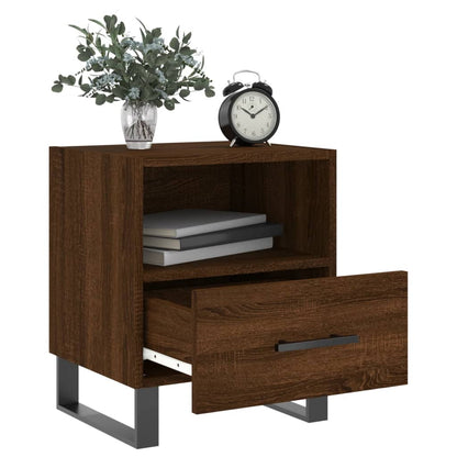 Mesita Noche 2 Uds Madera Ingeniería Marrón Roble 40x35x47,5 Cm_1