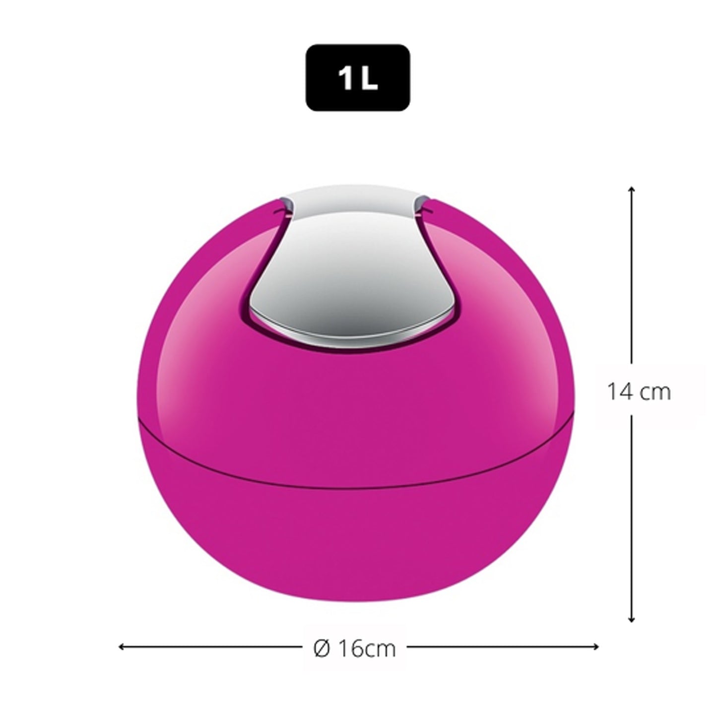 Spirella Colección Bowl, Papelera Ø16 X 14 Cm (1 Litro), Poliestirol, Morado