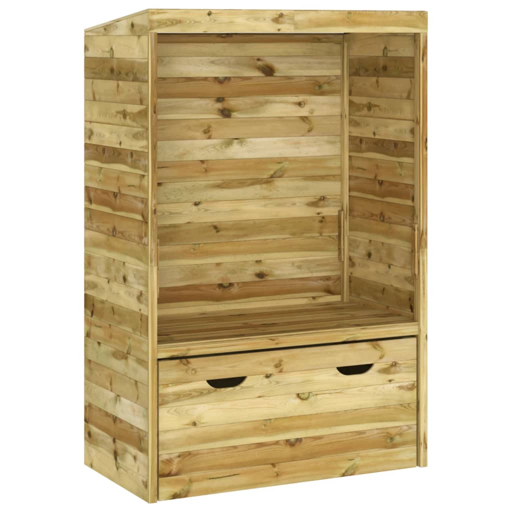 Silla De Jardín Strandkorb Con Cajón Pino Macizo 112x60x168 Cm_1
