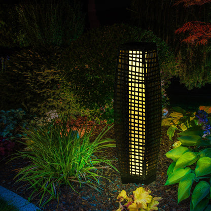 Outsunny Lámpara Solar De Jardín De Ratán Sintético Con Luces Led 21x21x78 Cm_1