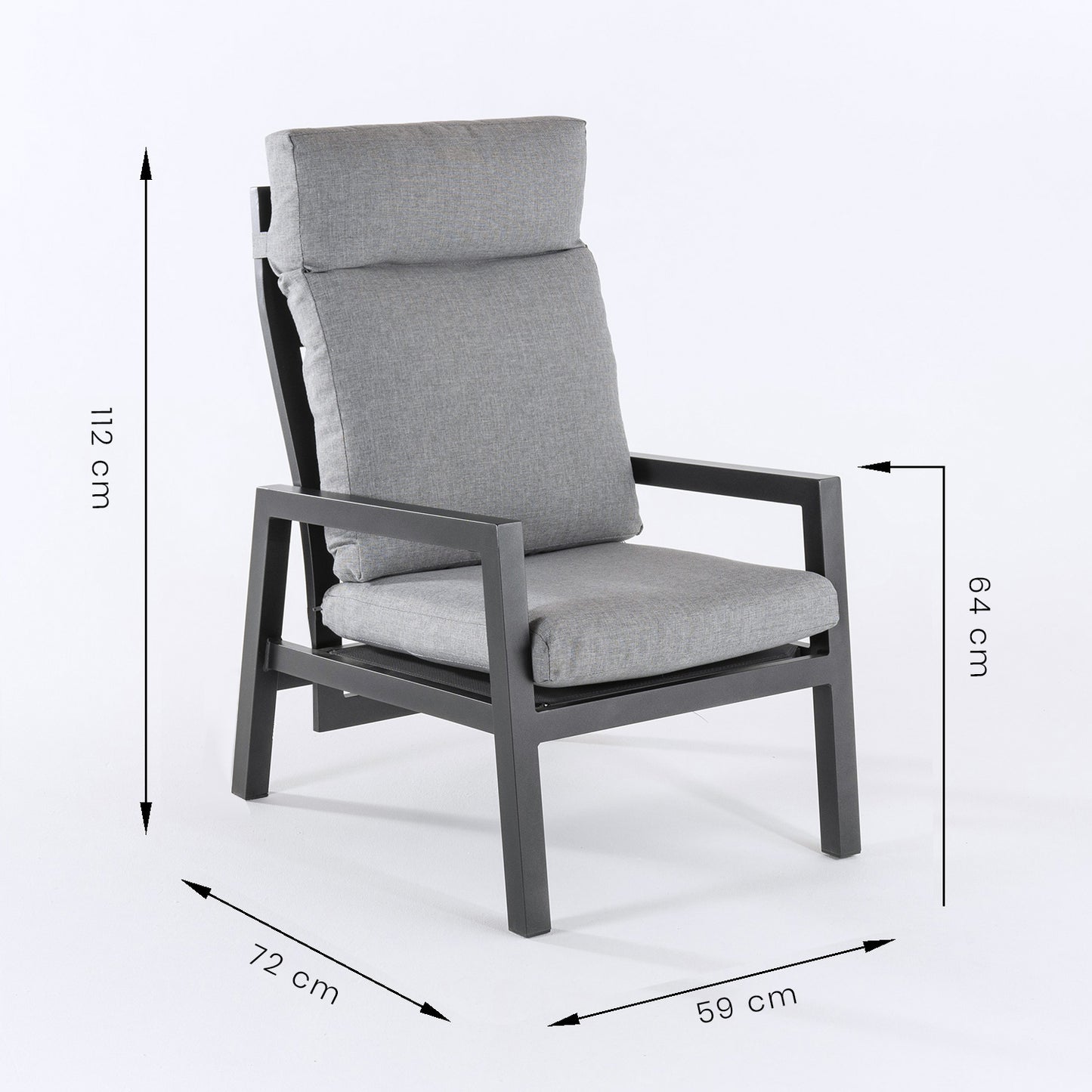 Sofá De Exterior, Reforzado, Aluminio, Colornegro, Sillón:59x72x112_4
