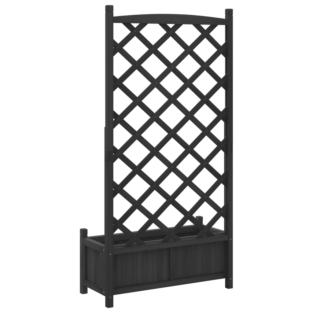 Jardinera Con Enrejado Negro 75x35x150 Cm Madera Maciza De Abeto_5