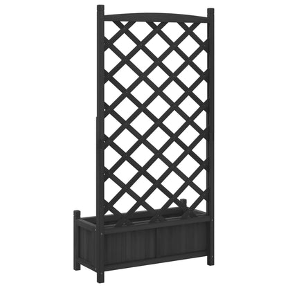 Jardinera Con Enrejado Negro 75x35x150 Cm Madera Maciza De Abeto_5