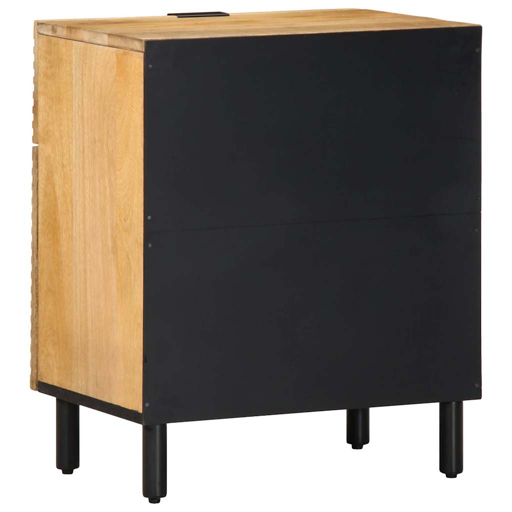 Mesita De Noche Madera Maciza De Mango 50x33x60 Cm Marrón_3