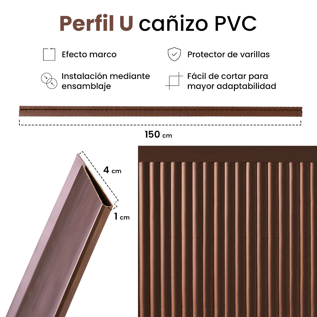 Perfil Remate «u» Cañizo Pvc Marrón - Acabado Perfecto Unico / Multicolor_3