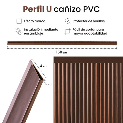 Perfil Remate «u» Cañizo Pvc Marrón - Acabado Perfecto Unico / Multicolor_3