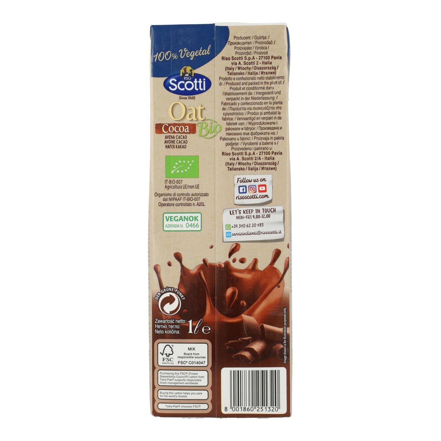 Bebida biológica de aveia e chocolate Scotti