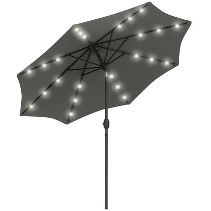 Outsunny Sombrilla De Jardín Ø268x238 Cm Con 24 Luces Led Solar Gris_0