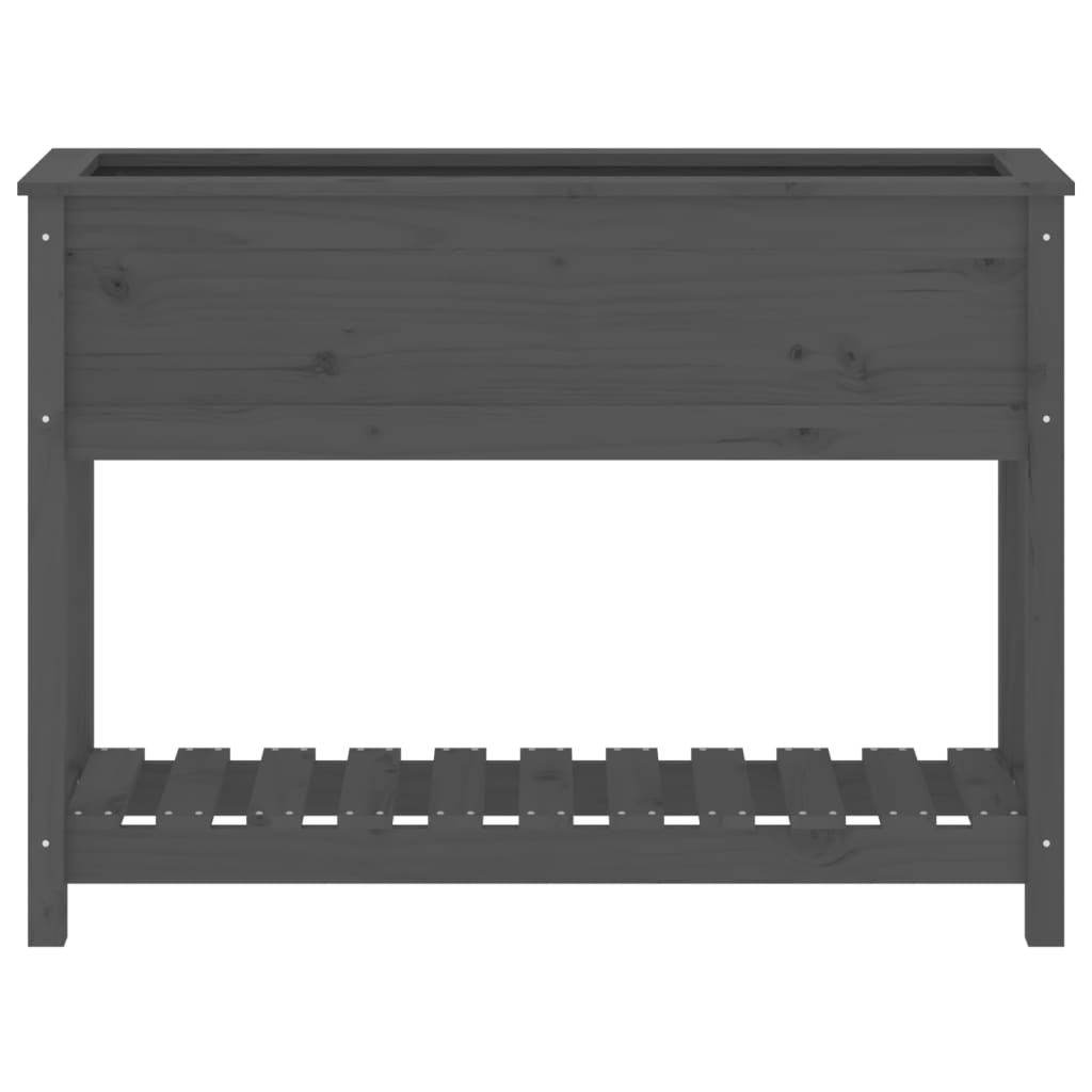 Jardinera Con Estante Madera Maciza Pino Gris 111,5x34,5x81 Cm_4