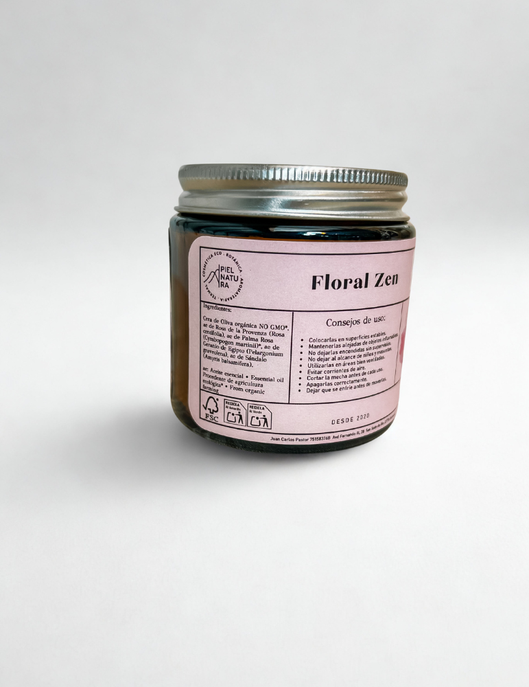 Vela Aromática Natural Rosa, Geranio Y Sándalo Floral Zen, Piel Natura 120 G_1