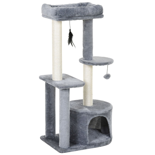 Pawhut Árbol Para Gatos 100 Cm Con Postes Para Rascar Cama 48x35x100 Cm Gris_0