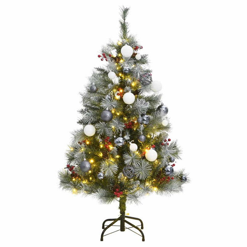 Vidaxl Árbol Navidad Artificial Con Bisagras 150 Led Y Bolas 120 Cm_0