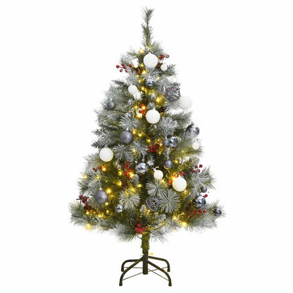 Vidaxl Árbol Navidad Artificial Con Bisagras 150 Led Y Bolas 120 Cm_0