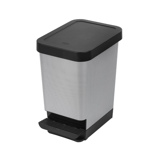 Papelera De Pedal Moda 25 L Modelo Metalizado En Plata_0