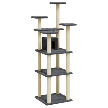 Vidaxl Rascador Para Gatos Con Postes De Sisal Gris Oscuro 171 Cm_0