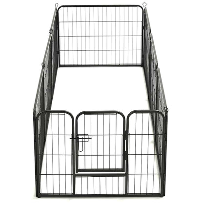 Corral Para Perros 8 Paneles De Acero 60x80 Cm Negro_3