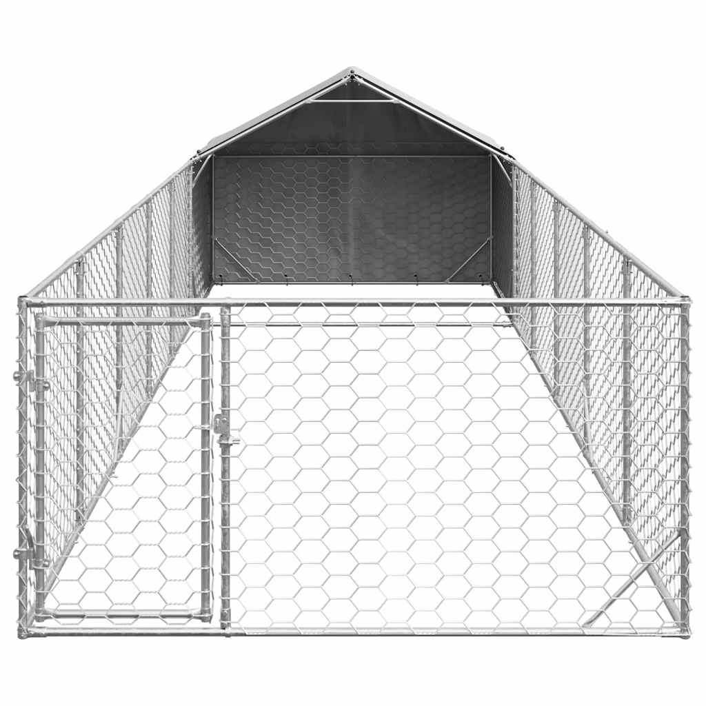 Caseta Perros Exterior Con Corral 8x2x1,5 M Acero Galvanizado_2