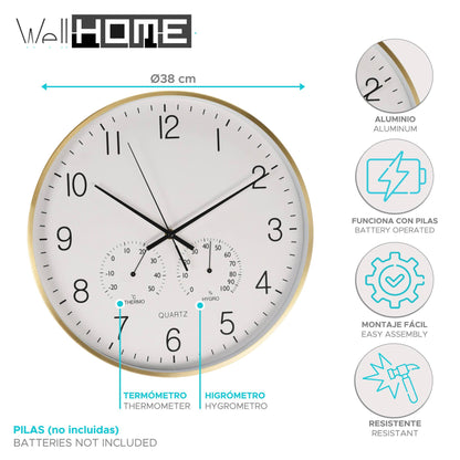 Well Home Reloj De Pared Formato Redondo Color Blanco Ø38x4,2cm_1