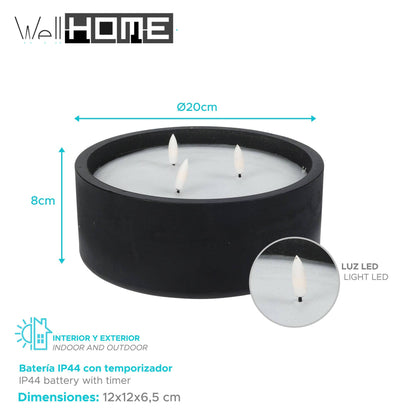 Well Home Vela Led Formato Redondo Color Negro Ø20x8cm_1