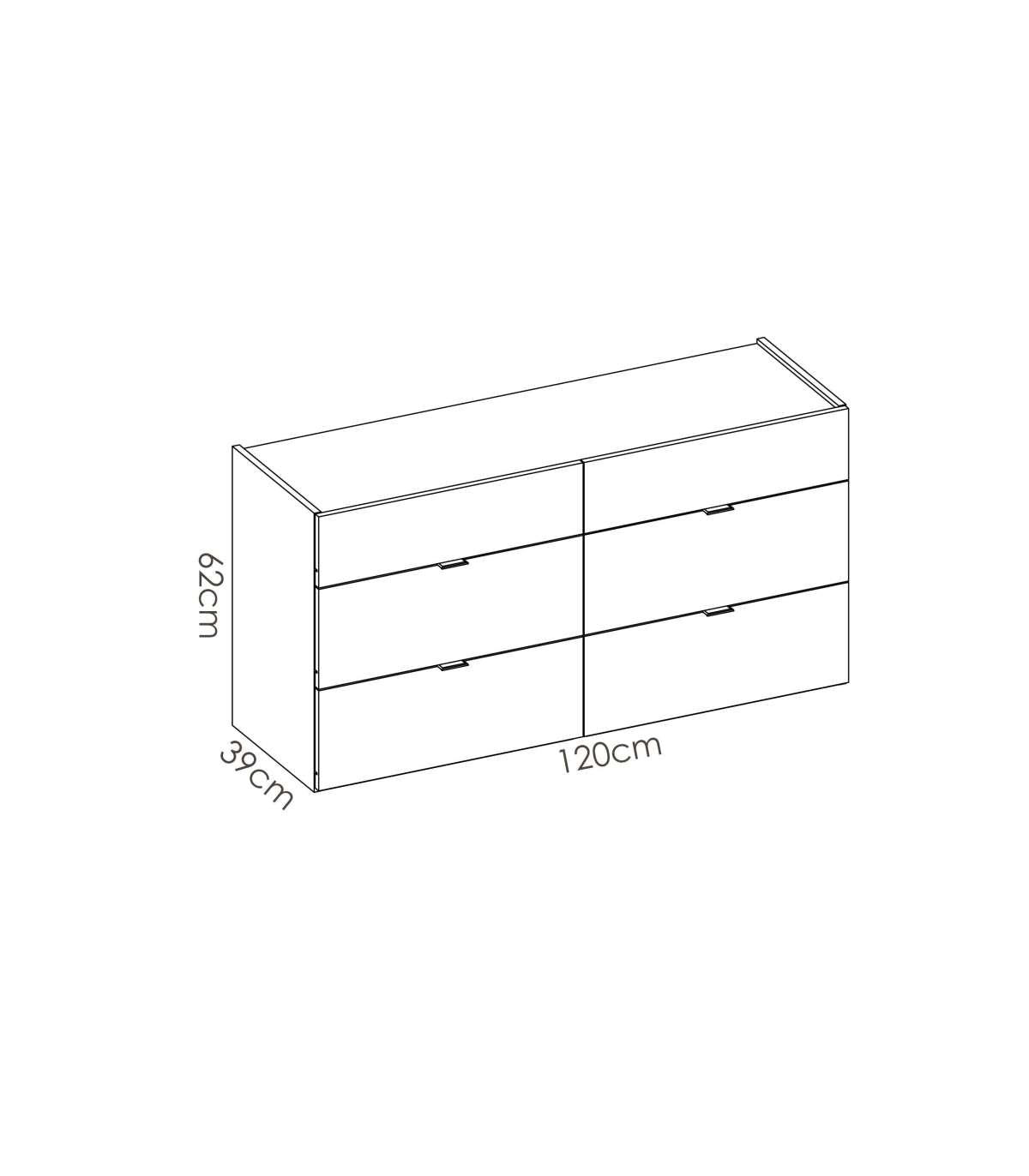Comoda Doble 6 Cajones Begijar En Acabado Blanco 62 Cm(alto)120 Cm(ancho)39 Cm(largo)_2
