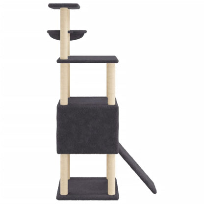 Vidaxl Rascador Para Gatos Con Postes De Sisal Gris Oscuro 153 Cm_4