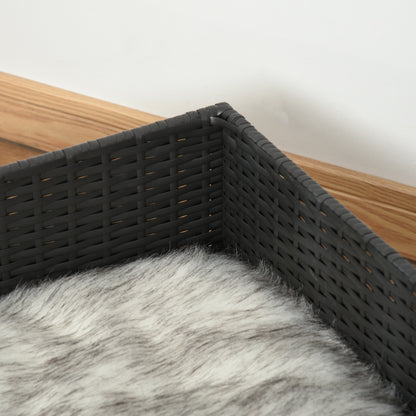 Pawhut Sofá Cama Para Perros De Ratán Pe Cojín Lavable Hogar Interior_4