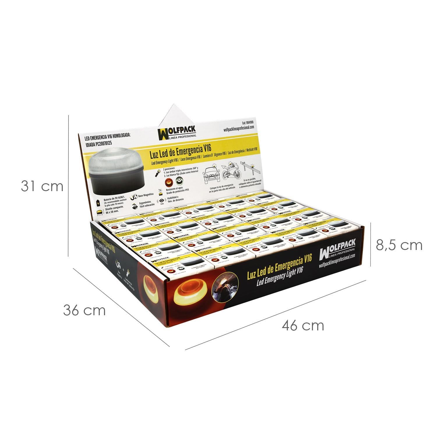 Luz Led Emergencia Coche V16 Baliza Luminosa Homologada, Pila 9v._3