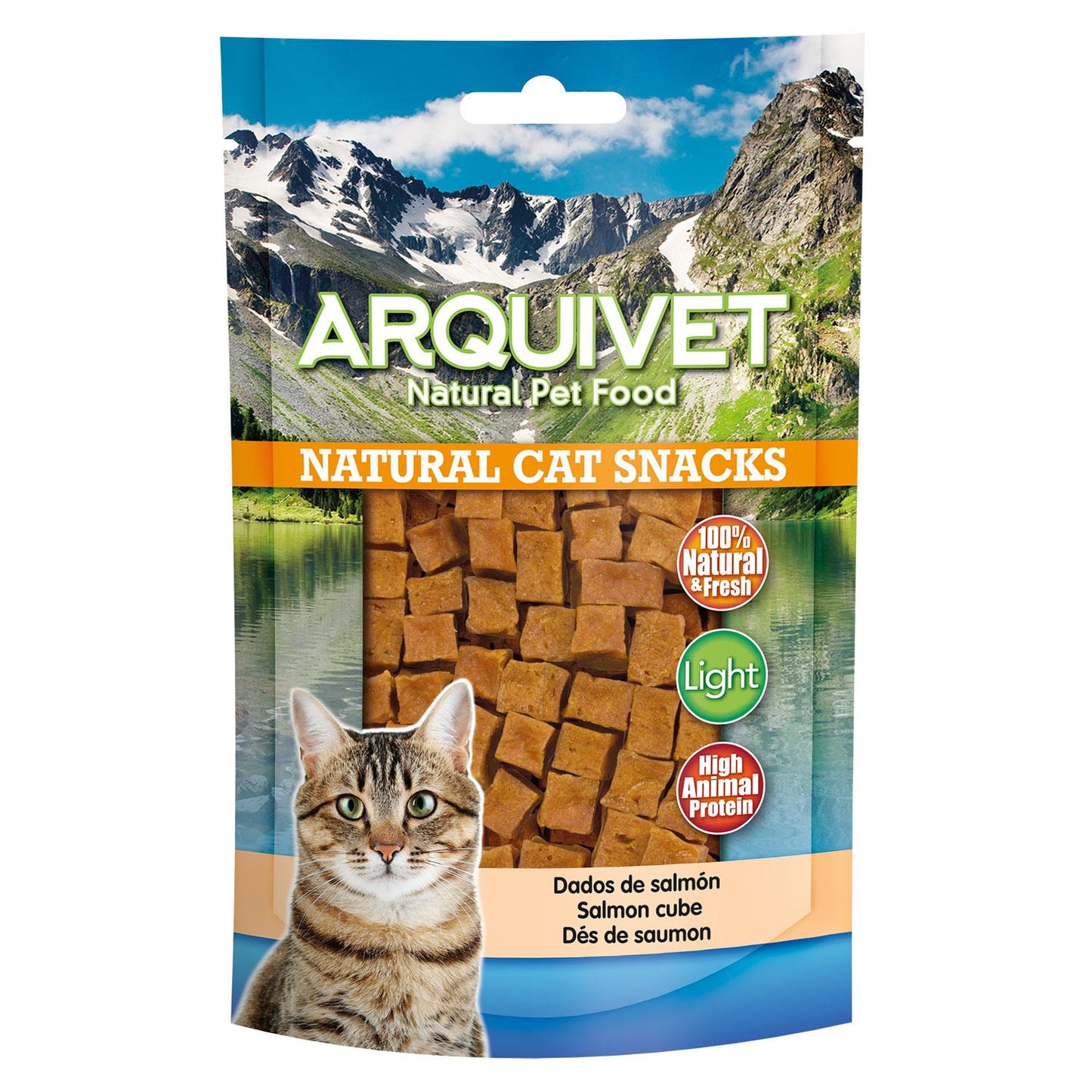 Arquivet cubos de salmão 50 g Snack natural para gatos