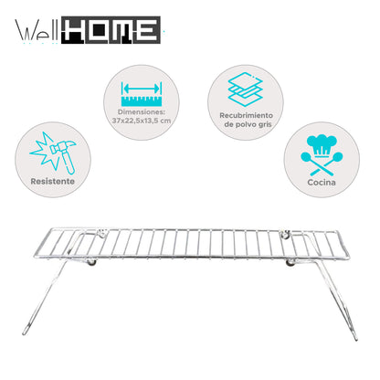 Well Home Organizador De Cocina En Recubrimiento De Polvo Gris 37x22,5x13,5cm_1