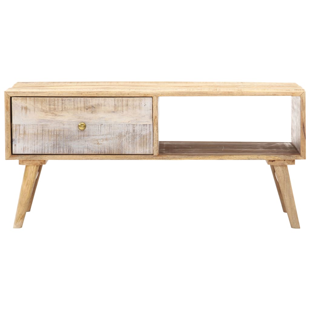 Mesa De Centro De Madera Maciza De Mango 88x60x40 Cm_0