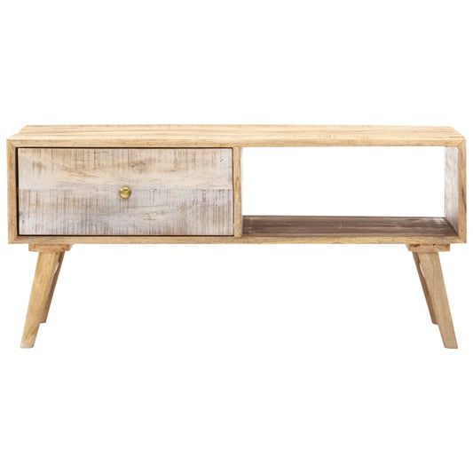 Mesa De Centro De Madera Maciza De Mango 88x60x40 Cm_0